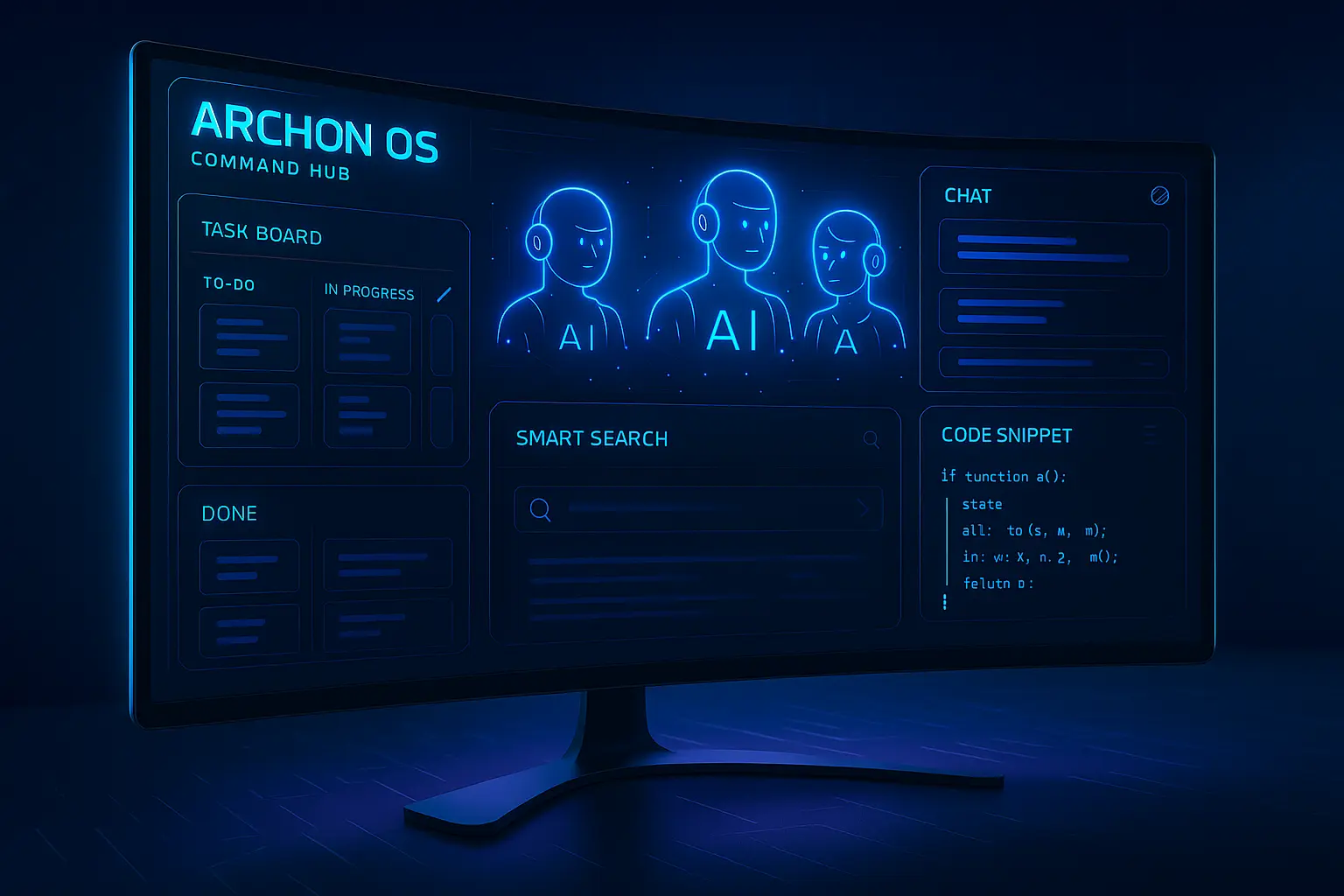 Archon OS Beta interface with AI coding assistants, task management, and RAG-powered smart search.