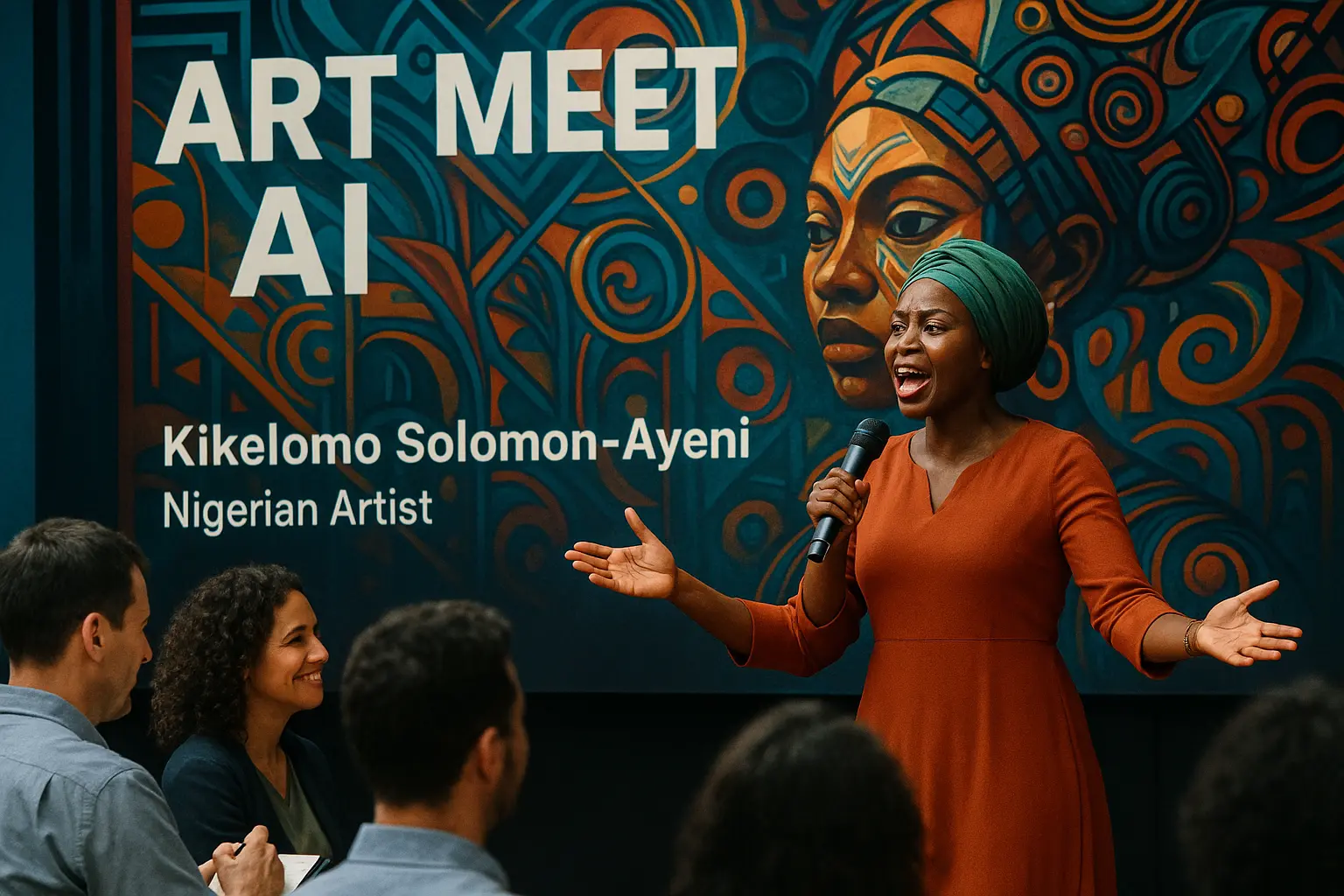 Nigerian artist Kikelomo Solomon-Ayeni delivering her viral Art Meet AI speech encouraging artists to embrace AI