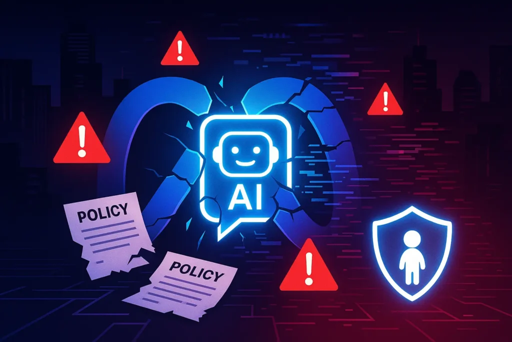 Conceptual artwork symbolizing the Meta AI child protection scandal after leaked chatbot guidelines.