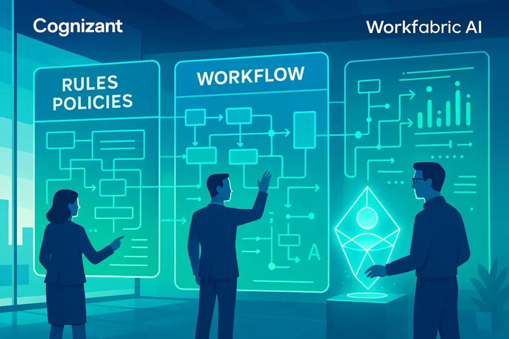Illustration of context engineers feeding structured knowledge into AI systems