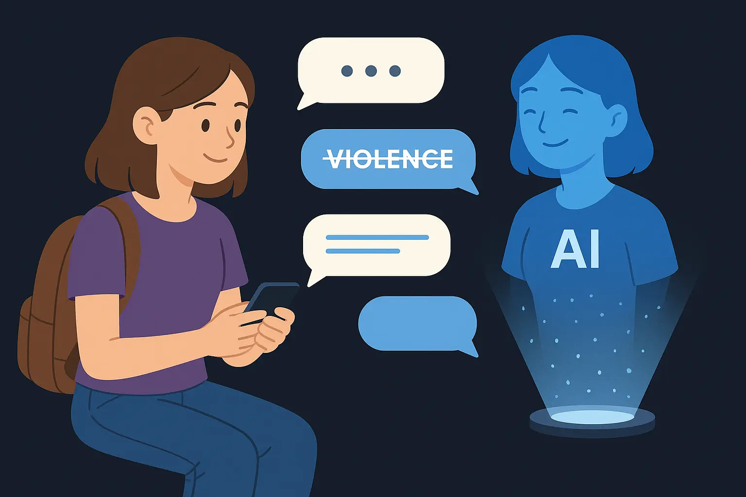 een chats with a protective AI that filters out harmful topics