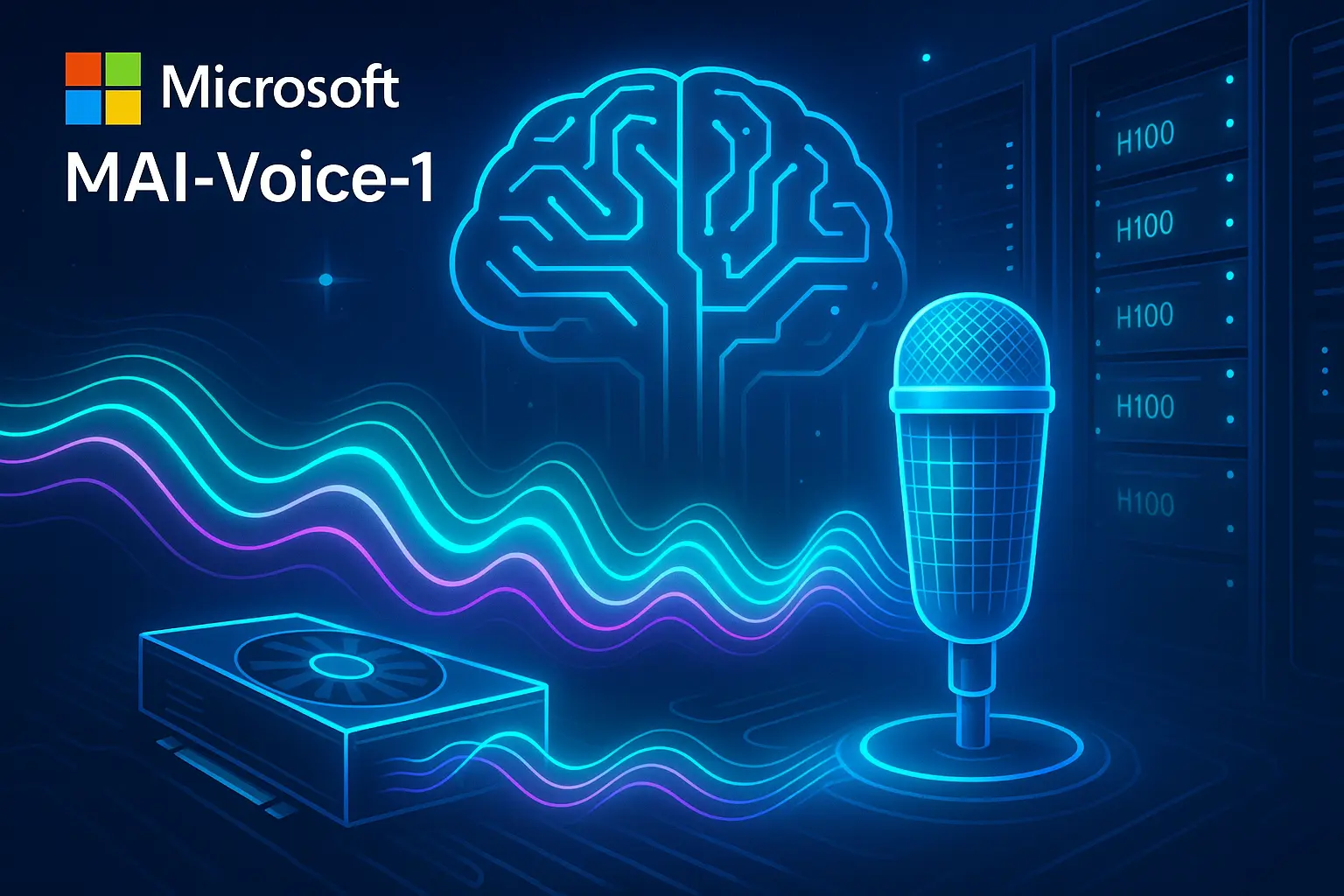 MAI-Voice-1 AI speech model generating voice at high speed