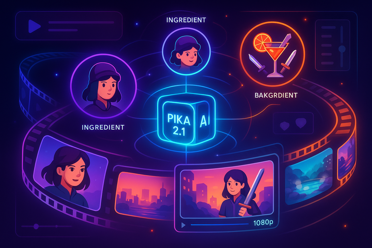 Pika 2.1 AI video tool generating HD clips with multiple characters and props